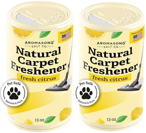 Aromasong Carpet Deodorizer Powder- 2-PACK - 100% Natural Citrus Carpet Freshener - Safe For Pets - Carpet Powder For Vacuuming - Effective Pet Odor Eliminator For Strong Odor & Pet Urine 13 Oz.