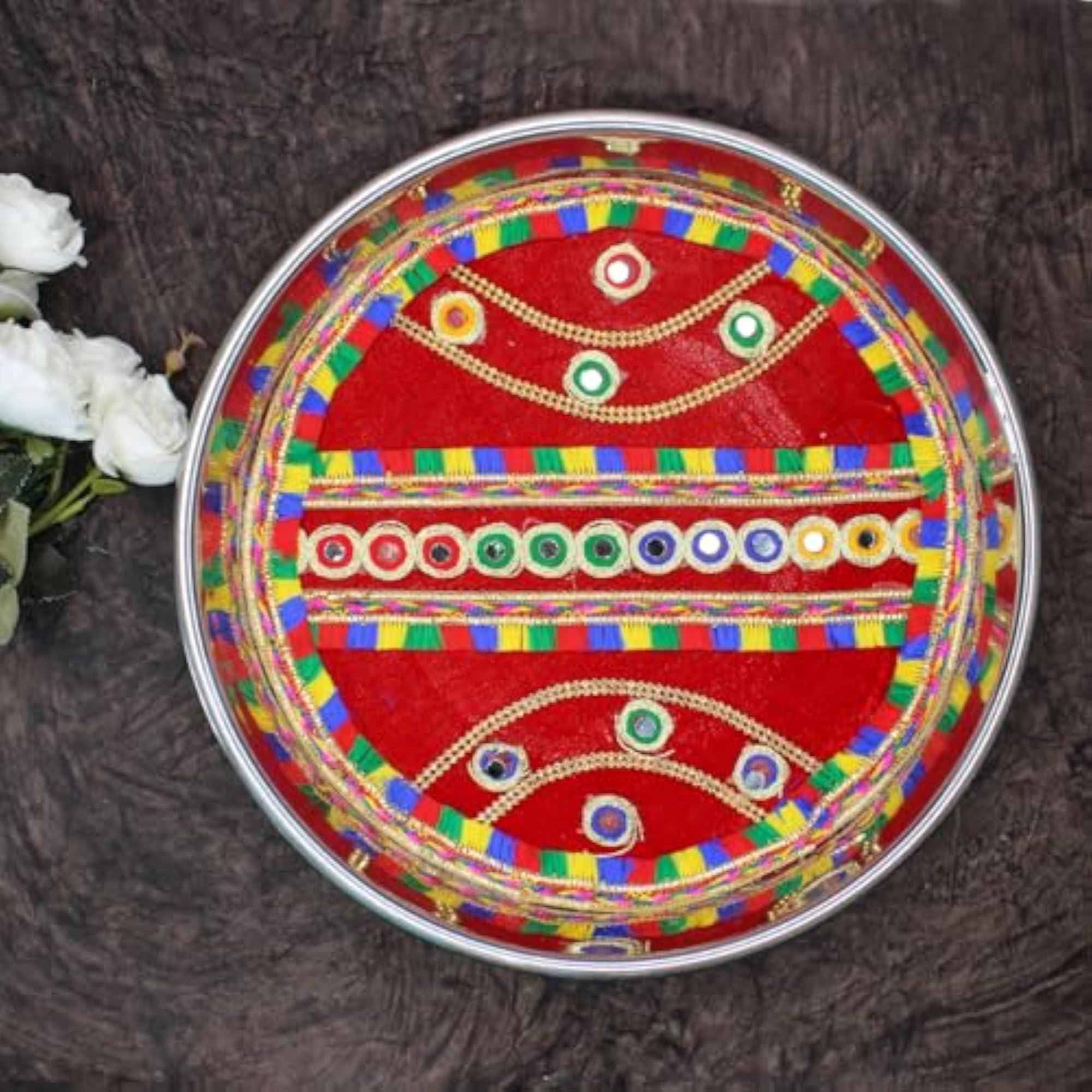 Handcrafted Steel Decorative Shagun Plate, Bridal Gift