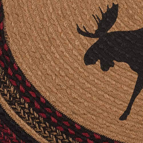 Vhc Brands Cumberland Rustic Kitchen Rug, Cozy Natural & Dyed Jute Moose Pattern Tan Entryway Doormat Half Circle 16.5X33 #TOP4