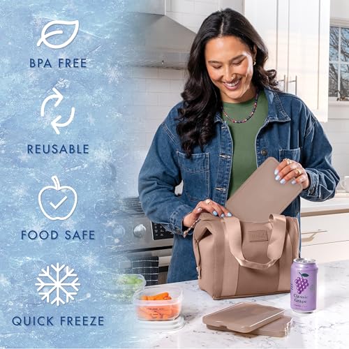 Image of Cool Coolers by Fit & Fresh 4 Pack XL Slim Ice Packs, Quick Freeze Space Saving Reusable Ice Packs for Lunch Boxes or Coolers