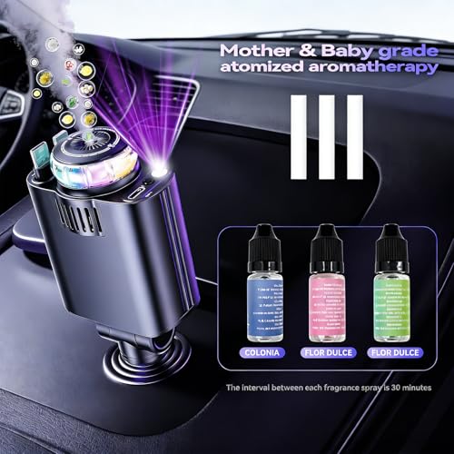 Image of Retractable Car Charger with Aromatherapy and Starlight, 5 in 1 USB C Car Charger Adapter, 69W Fast Charging Cars Phone Chargers, Cars Air Freshener Compatible with iPhone 17 16 15 14 13 and Android