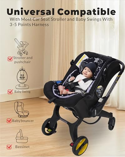 Image of Tinlyfinly Infant Car Seat Insert with Removable Cushion for Preemie to Toddler, Reversible Newborn Carseat Insert for Baby Head Body Support, Fits for Stroller, Baby Swing, Bouncer (Black Star)