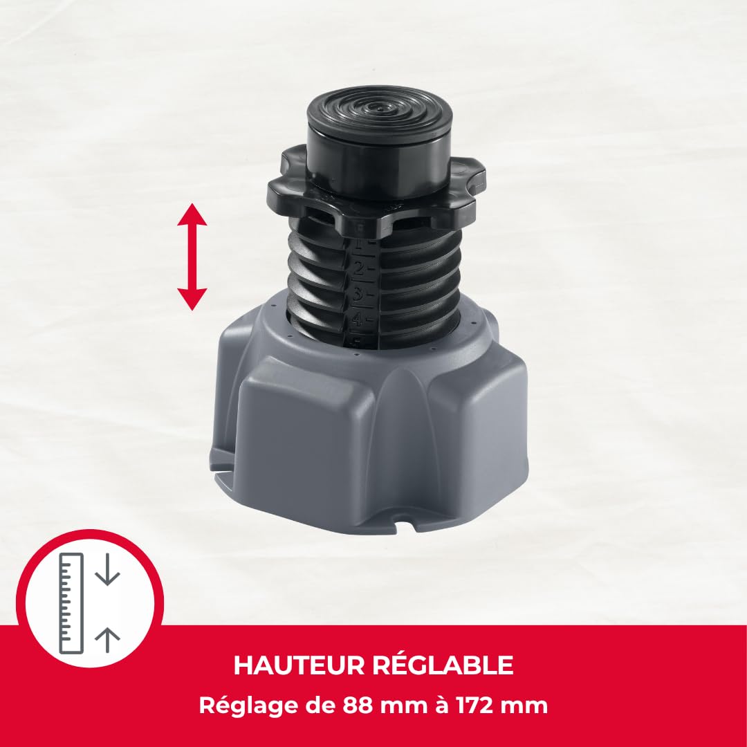 Wirquin 30724315 Lot de 4 pieds réglables noirs pour receveur de douche, compatibles meubles de cuisine