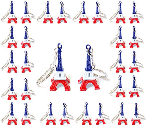 AKER Lot de 50 porte-clés Tour Eiffel Pairs souvenir couleur drapeau français 4,5 x 2 cm cadeaux