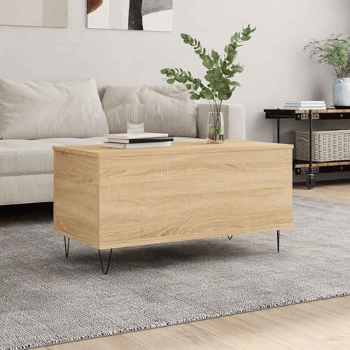 Table basse chêne Sonoma et métal design moderne ajustable