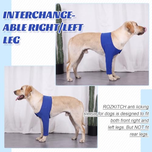Image of Dog Sleeve to Prevent Front Legs for Right or Left Blue M | 95% Cotton, Breathable Fabric, Ease of use, Keep Bandage Covered, Anti Scratching, Skin Problems