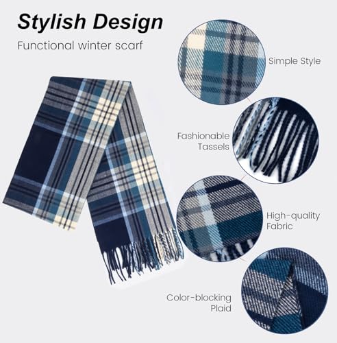 Women Men Classic-Red Black-Plaid-Winter-Scarf - Soft Warm Cold Weather Scarves with Tassels(70.87''*11.8'')3