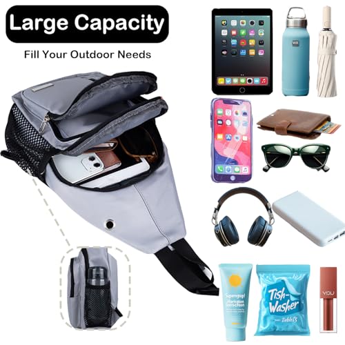 JENAGREEN Waterproof Sling Backpack Crossbody Sling Bag, Cross Bag Adjustable Travel Hiking Essentials Casual Daypack Multipurpose Chest Bag Purse for Women Men 5