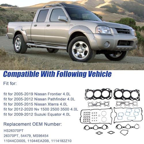 Image of AUCERAMIC HS26370PT Cylinder Head Gasket Set Fit for Nissan Frontier Pathfinder Xterra, for Nv 1500 /2500 /3500, for Suzuki Equator 2005-2020 4.0L V6 DOHC Engine Code VQ40DE