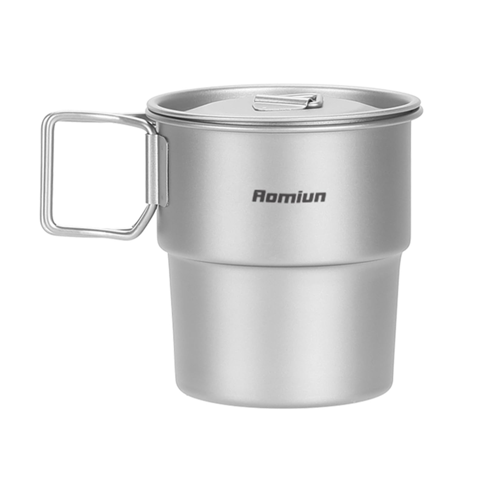 Aomiun Titanium Camping Cup 300ml – Ultralight Stackable Coffee Mug, Foldable Handle & Leak-Proof Design for Backpacking, Hiking, Campfire Cooking (Survival Gear)