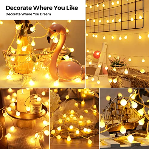 LED Lichterkette Strombetrieben,27M Lichterkette Kugel warmweiß mit Stecker für Außen und Innen,IP65 Wasserdicht Lichterketten mit Dimmbar Fernbedienung,Ideal für Zimmer,Weihnachten,Party,Garten
