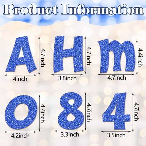 Image of Colarr 216 Pcs Glitter Bulletin Board Letters for Classroom 4 Inch Patriotic Alphabet Punctuation Symbol Cutout Die-Cut Blue Poster Letter with Adhesive Dot School Party Holiday Decor Display