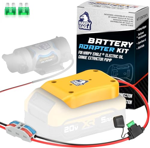 Image of Harpy Eagle Battery Adapter for Yellow 20V MAX Batteries - Compatible Oil Extractor Pump - Includes 30A Fuse, WAGO Connectors & 12AWG Wires - Battery & Pump Not Included