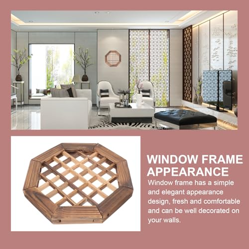 Marco de ventana vintage de madera con cuadrícula elegante para pared 5
