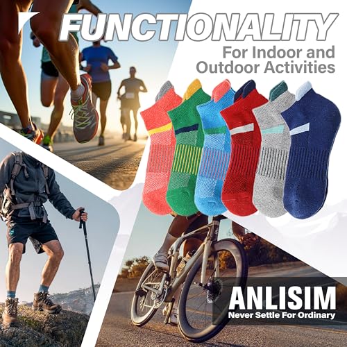Image of 6 Pairs Merino Wool Ankle Running Hiking Socks Compression Support Breathable Thick Cushion No Show Socks for Women Men