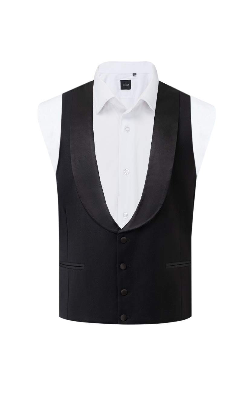 Dobell Mens Black Tuxedo Waistcoat Regular Fit Shawl Lapel-L (42-44in)