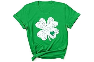 St Patricks Day Women T Shirt Clover Lucky Shamrock Funny Graphic Green Top Tee Shirts