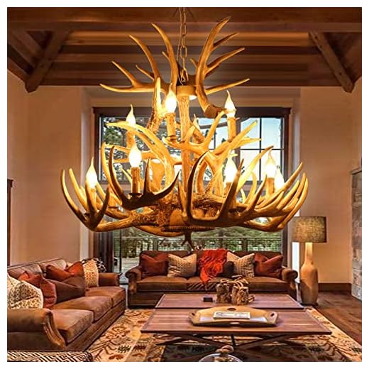 NWIASS Antler Chandelier Large Double Layer, Resin Deer Antler Chandelier Lighting Vintage Antler Light Fixtures, Farmhouse Large Deer Horn Chandelier for Dining Room Kitchen (12 Lights)