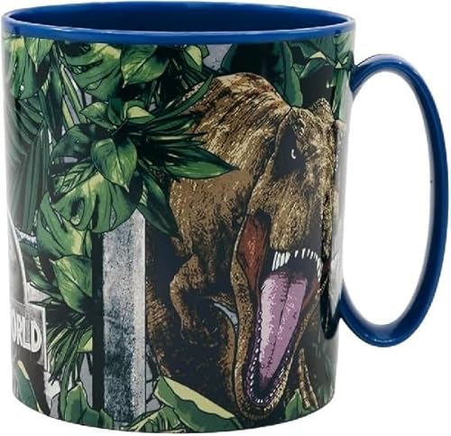 ILS I LOVE SHOPPING Tazza Bicchiere in plastica 350ml per Microonde con manico Bambini colazione BPA-free per JURASSIC WORLD