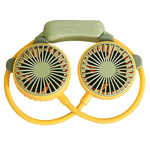 Shanrya Ventilatore da Collo Portatile Tubo Flessibile in Metallo ABS Ventilatore da Collo a Mani Libere velocità del Vento a 2 velocità per Ufficio (Limone Giallo)