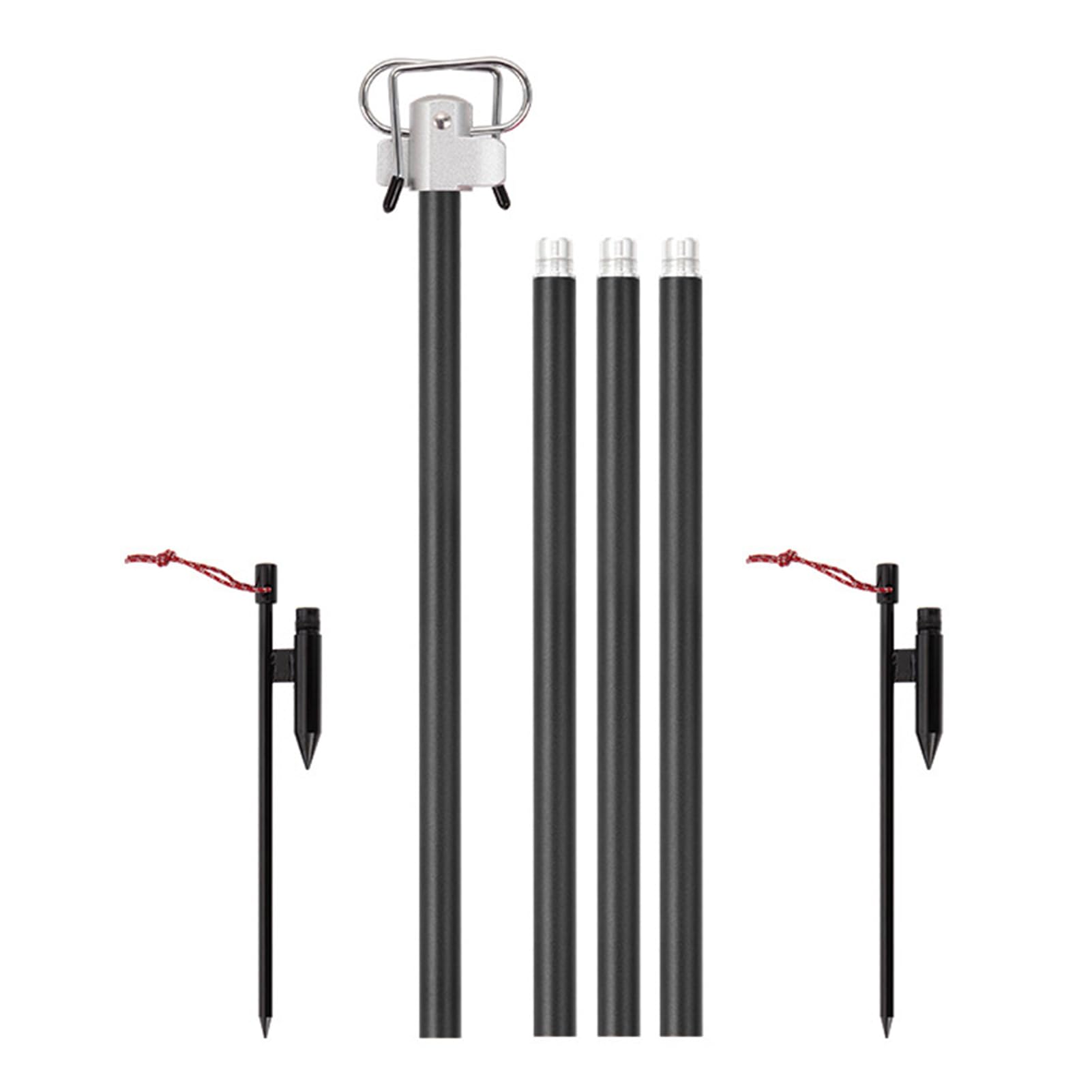 Camping Light Pole, Telescoping Camping Light Lightweight Retractable Design Collapsible Lantern Stand for Camping Light Poles for Outside String Lights 12 Feet Camping, Hiking, (Black)