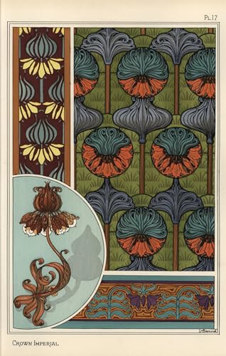 Tableau toile Couronne Fleur Impériale Eugène Grasset 60x90cm