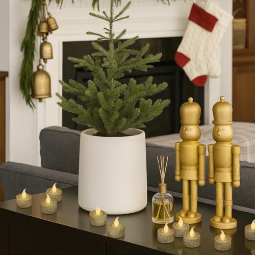 Image of FURORA LIGHTING Champagne Gold Glitter Flameless Tealights - 1.45 inch W x 1.57 inch H, 12-Pack, Batteries Included