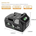 Moccdor 5.0Ah Replacement Battery for Metabo HPT MultiVolt 36V/18V Cordless Power Tools,Lithium-ion Battery