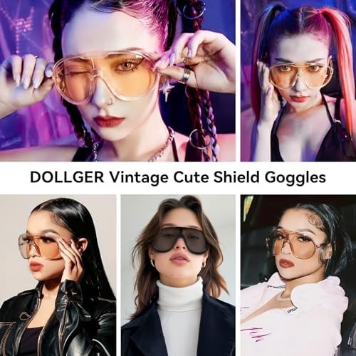Dollger Oversized One Piece Sunglasses For Women Fashion Men Wrap Around UV400 Shield Goggles