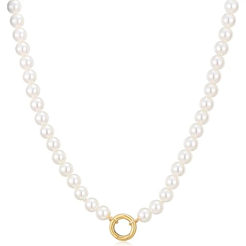 Gold Pearl Necklace for Women Dainty Pearl Bow Pendant Wedding Bridal Jewelry Gift