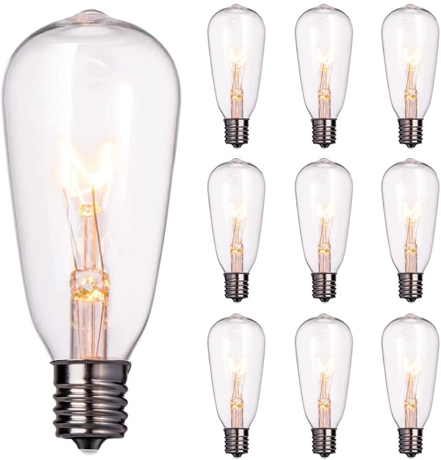 Doratale 10 Pack Replacement Light Bulbs Outdoor, 7W ST40 Clear Edison Replacement Bulbs for Outdoor String Lights, E17 Intermediate Screw Base C9