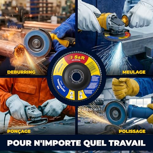 S&R 10 Disques à Lamelles 125 Abrasifs pour Acier Inox Bois Métal Grain 80. – vue 9