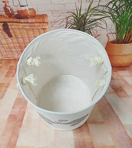 Image of Round Laundry Basket Storage Bins Nursery Hamper Gift Baskets for Home,Office,Home Decor