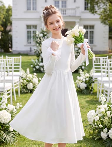 HOZIY Girls Dresses Size 8 White Long Sleeve Maxi Kids Dress for Teens - image 9