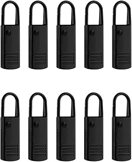HANNEA® 10 Pcs Zipper Puller Zipper Pulls Tabs Replacement Black Detachable Metal Quick Release Zipper Pull Repair Kit for Jackets Jeans Backpacks Boots Purses