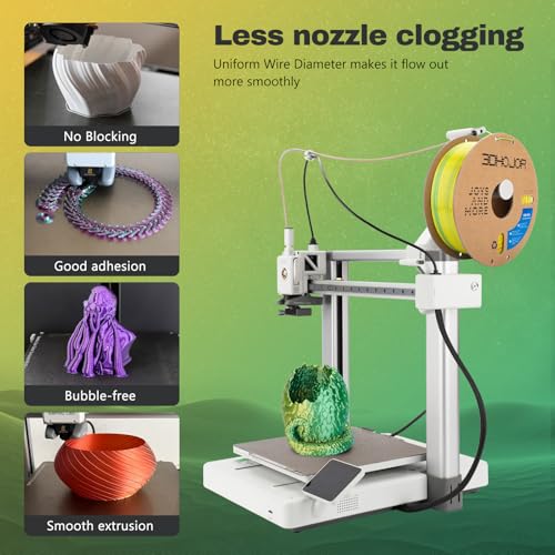Image of 3DHoJor Silk PLA Filament 1.75mm Dual Color PLA 3D Printer Filament 2 in 1 Coextrusion 1KG Spool(2.2lbs) 3D Printing Filament Dimensional Accuracy + /- 0.03mm Fits for Most FDM 3D Printers-Gold Green