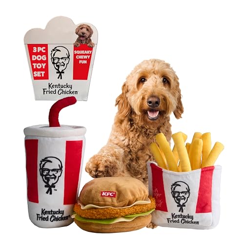 KFC Finger Lickin' Good - Juego de juguetes de peluche para perros de 3 piezas,...