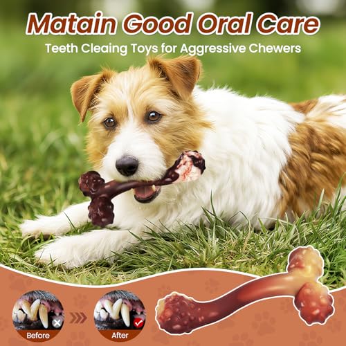 Image of WinTour Indestructible Dog Bones for Aggressive Chewers, Tough Dog Toys for Aggressive Chewers, Durable Chew Toys for Medium & Large Breed, Heavy Duty, Strong & Indestructible Bones for Super Chewers