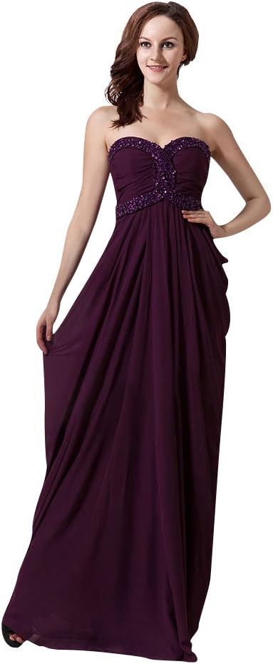 Remedios Boutique Sequined Sweetheart Chiffon Empire Bridesmaid Evening Dress