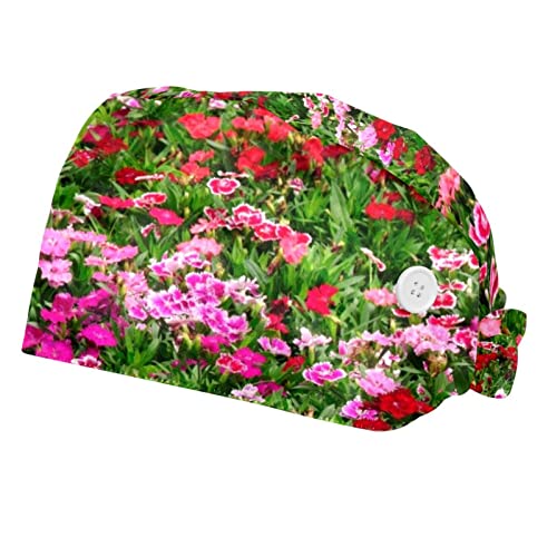 Casquettes de travail fleuries pour cuisine et soins avec bandeau frontal absorbant