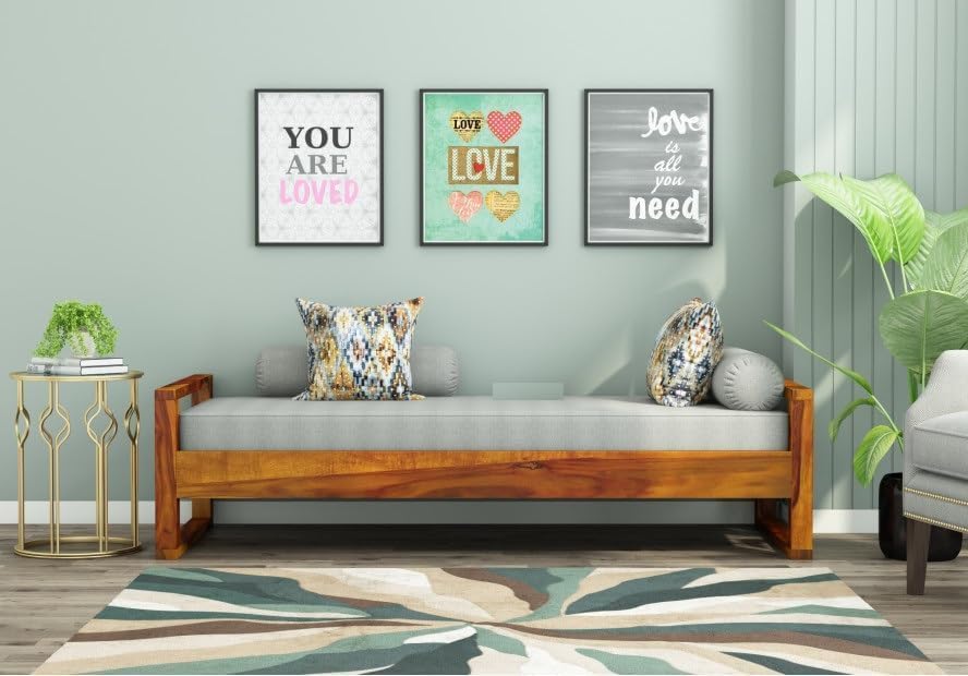 divan bed for living room, drawing room, & bedroom, space saving | wooden cot/palang/diwan | solid sheesham wood (honey finish)
