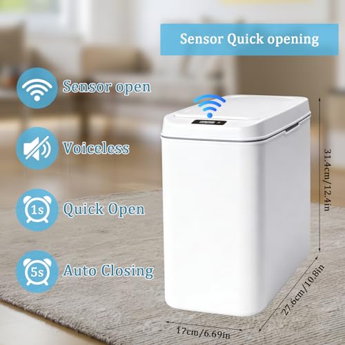 3 Canecas de Basura Automáticas Táctiles Blanco miniatura 3