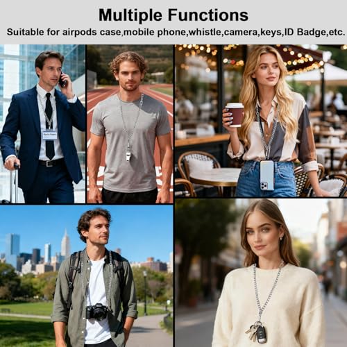 Image of XANGNIER Clip and Go Strap for Phone with Wallet Crossbody, Phone Strap with Zippered Wallet, Adjustable Anti Theft Cellphone Lanyard for Women, Cellphone Chain Accessories,Chain Silver