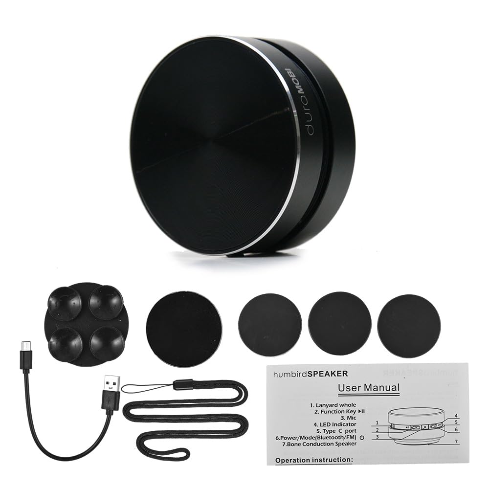 duraMOBI - Altavoz inalámbrico estéreo TWS de conducción ósea portátil y compacta, mini caja de sonido con función de absorción magnética, altavoz inalámbrico BT