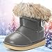 Imagen de Gaatpot Zapatos de Nieve Niña Botas De Invierno Niño Calentar Forradas Botines de Impermeable PU Boots Para Bebé Gris oscuro 22 EU = 23 CN