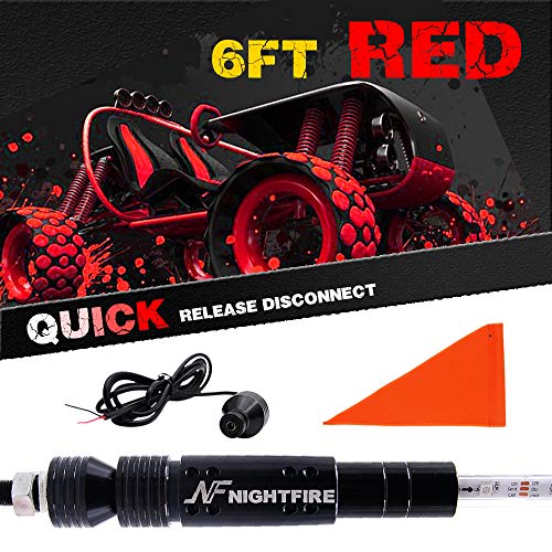NF NIGHTFIRE 6FT Light Whip LED ATV Flag Lighted Whips for RZR Truck Flags with Poles LED Whips for ATV UTV Antenna Buggy Whips (One Whip)