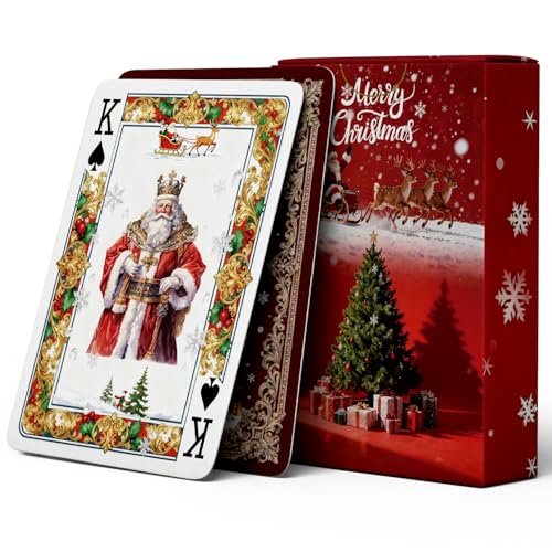 strublfe Playing Cards Christmas Themed Playing Card and Standard Poker Cards Come with 54 Unique Illustrations and A Double-Sided Non-Slip Texture Design.