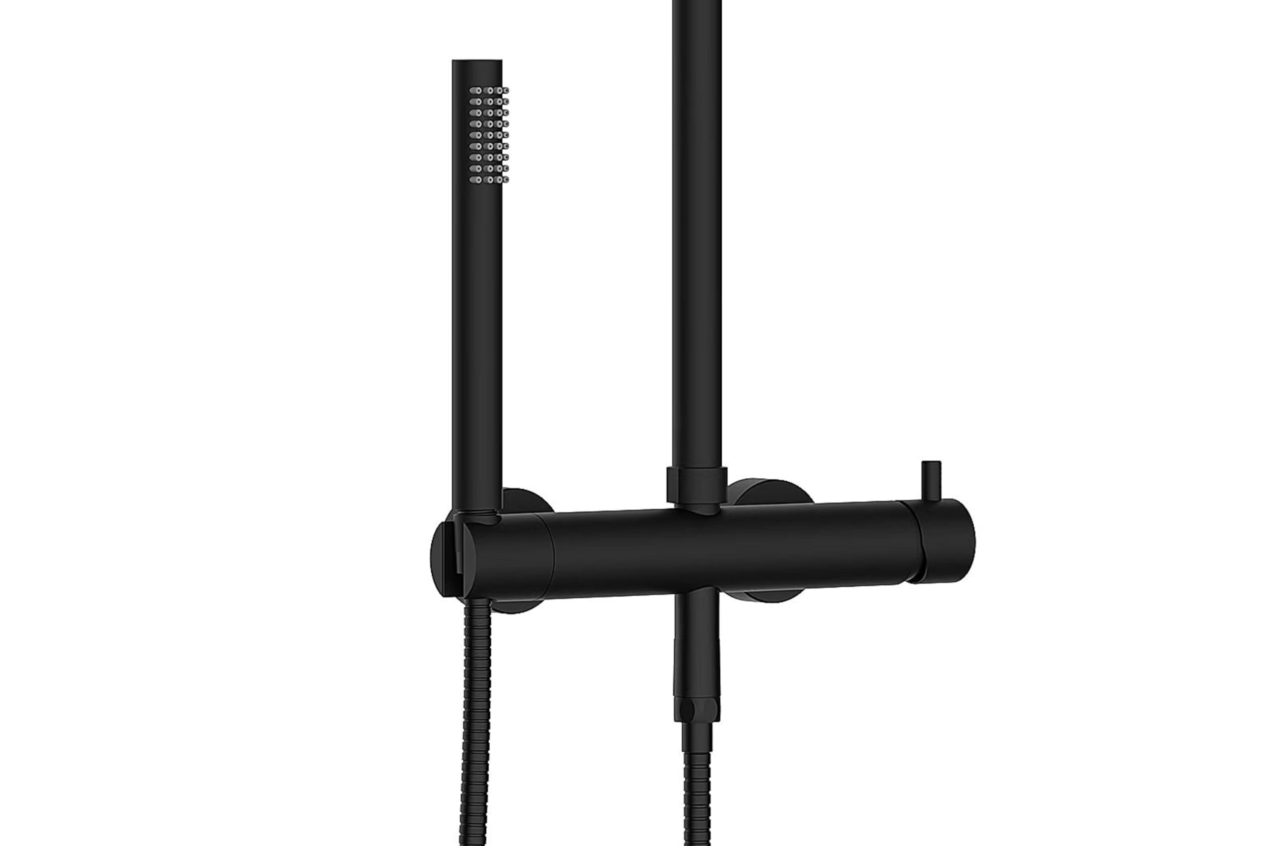 Marwell Juego de ducha Classico, color negro, 88-118 x 20 cm, barra de ducha ajustable, ducha de lluvia, ducha de mano con manguera