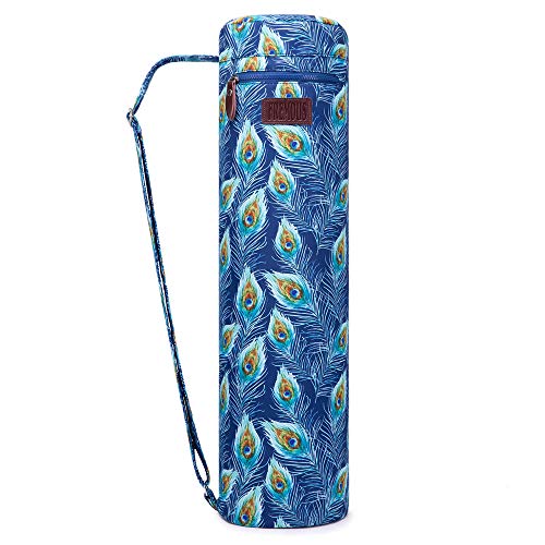 Fremous Yoga Mat Bag,Full-Zip Exercise Yoga Mat Carrier Bag - Double Storage Pocket,Easy Access Zipper, Adjustable Shoulder Strap And Handle,Fits Most Mats(Peacock) #TOP20