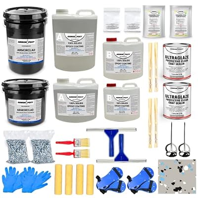 ArmorPoxy Garage Floor Epoxy Kit - 28-Pc 2 Part - 900 Sq. Ft - Gray, Industrial Grade Coating Kit - for Basements, Workshops, Contractors, Automotive, Storage, Retail Shops